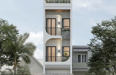 Thiết kế nhà phố 3 tầng mái bằng hiện đại 