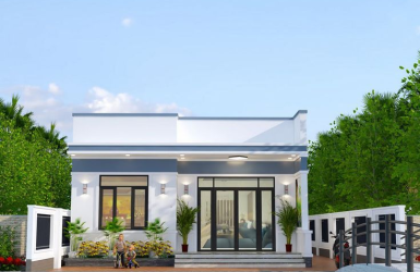 Thiết kế nhà cấp 4 mái bằng đơn giản tiện nghi 