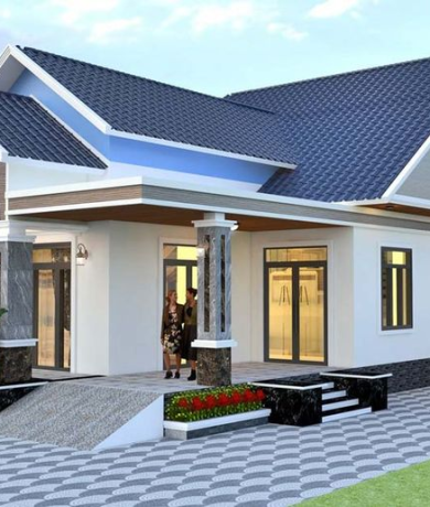 Nhà cấp 4 chữ L đẹp hiện đại, chuẩn phong thủy