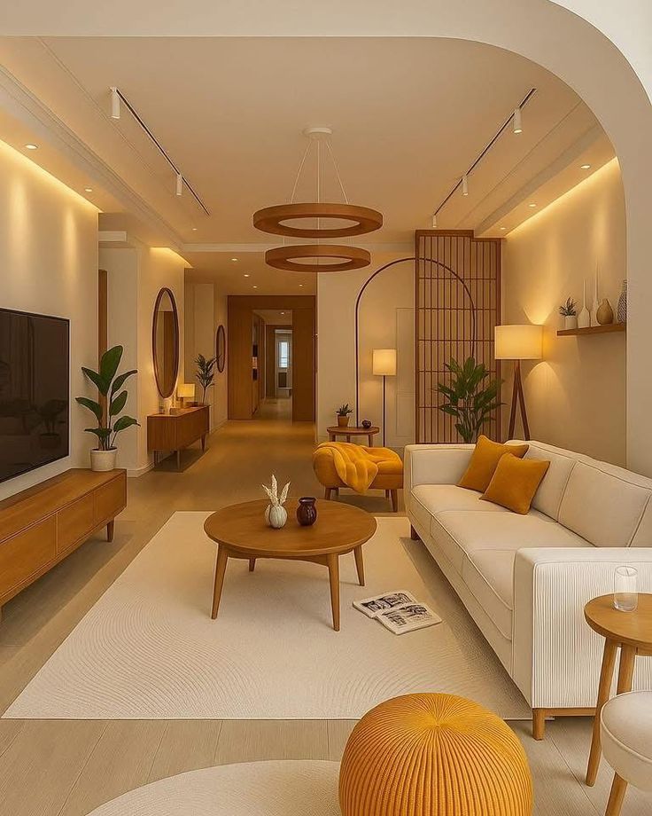 Thiết kế nội thất phòng khách tone sáng sang trọng 